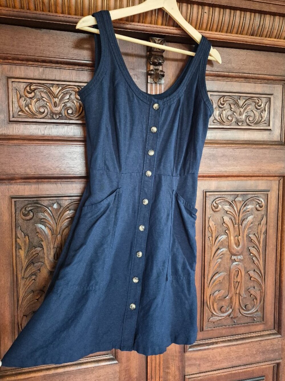 LOFT Linen Blend Mini Pocket Dress